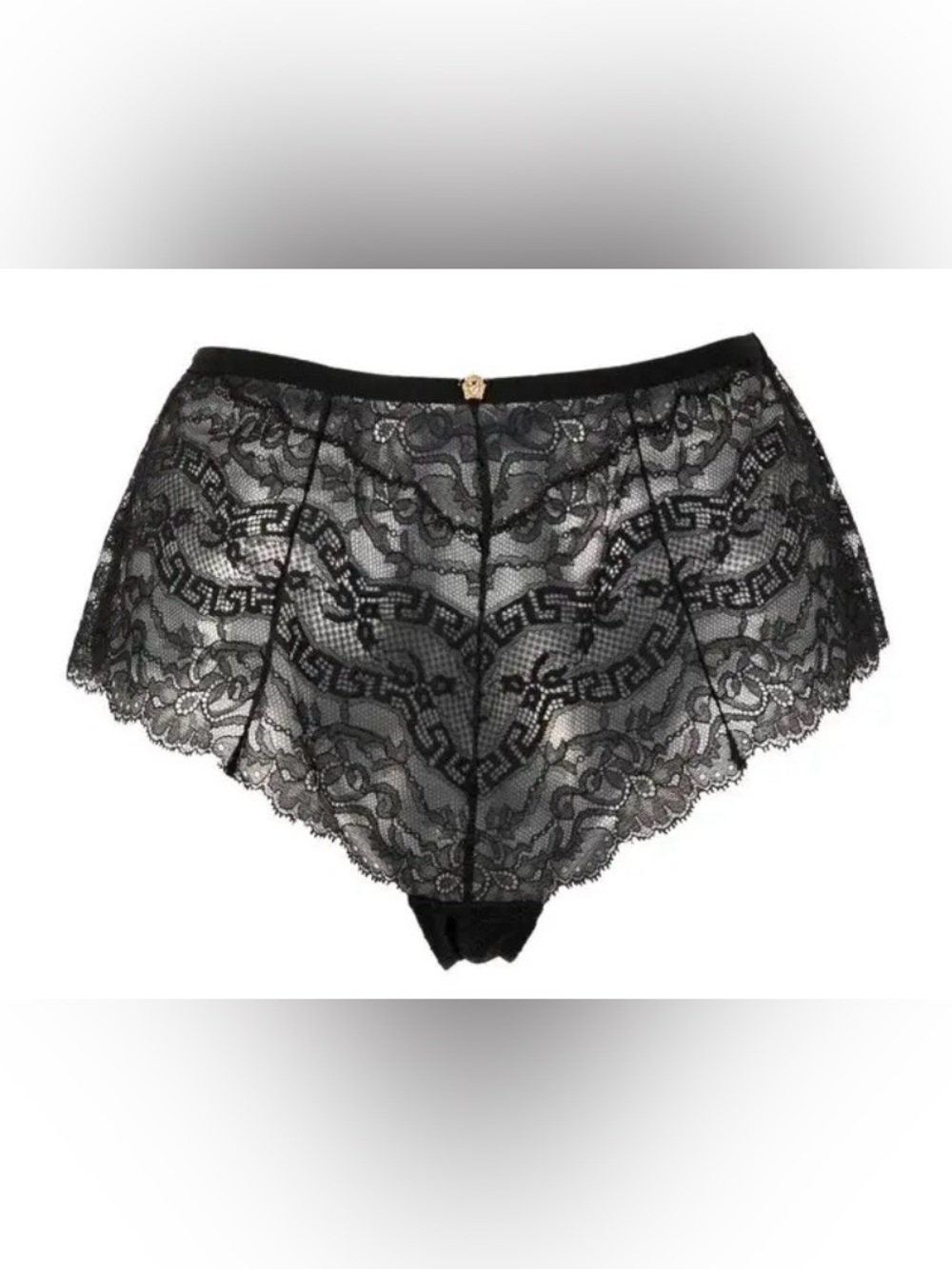 Versace Barocco Lace High Waist Briefs Black Medusa Size 1 Made Italy NWT